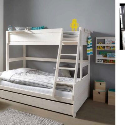 LETTO FAMILY A CASTELLO CON LETTO PER TRE BIMBI CON LETTO SOTTO L.120 O 140 CM