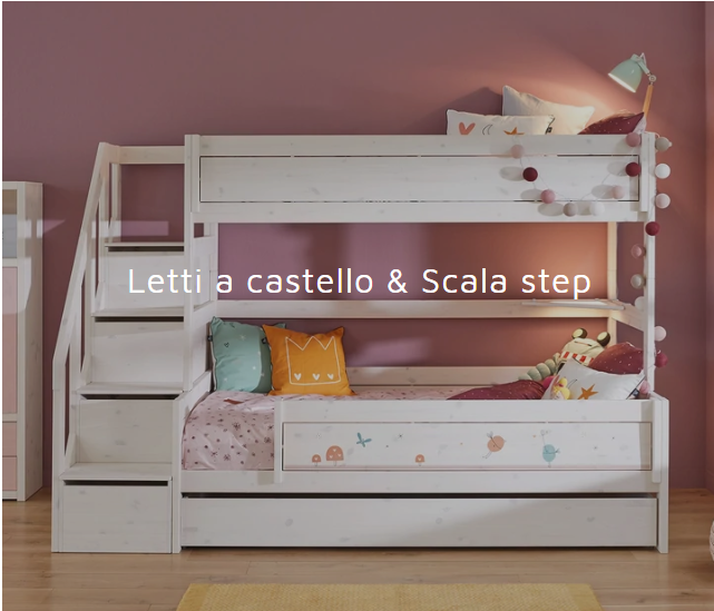 LETTO CASTELLO CON SCALA CONTENITIVA. LETTO SOTTO DA 90 O 120 CM